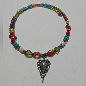 Treska Multi‎ Color Silver Pendant Wrap Collar Necklace New